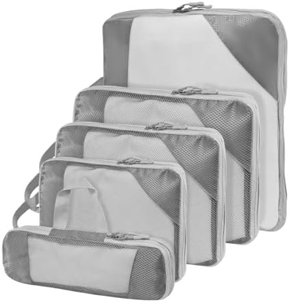Compressieverpakkingskubussen voor koffers, reisorganisatorkubussen voor reisbenodigdheden, bagagekoffer, organizertassenset, lichtgewicht verpakkingsorganisatoren als reisaccessoires (set van 5,