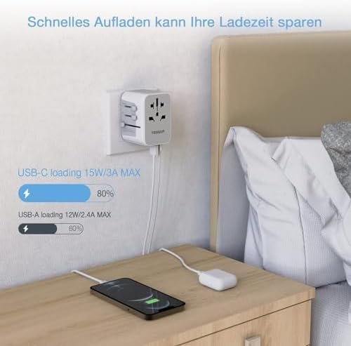 Tessan Reisadapter Wereldwijd Universele Reisstekker Met 3usb, 1usb C En 1ac-Aansluiting, Internationale Stopcontactadapter Universele Adapter Voor Duitsland Vs Engeland, Thailand, Italië, Australië - Image 4