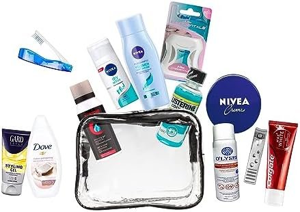 Travel Essentials-set, reisset geschikt voor handbagage, vakantie en zakenreizen, bestaande uit alle benodigde merkproducten voor persoonlijke verzorging, in een PVC make-uptas (Men) - Image 5