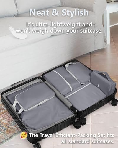 Compression Packing Cubes 8 Sets Suitcases Luggage Organizers with makeup storage bag Waterproof Shoe Storage Bag Travel Essentials Grey - Image 4