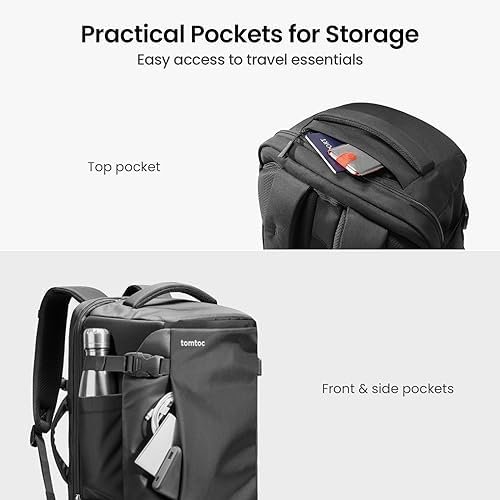 Tomtoc Reisrugzak van 40 liter, TSA-vriendelijke vluchtgoedgekeurde handbagage, handbagage, waterbestendige lichtgewicht zakelijke rugzak, duurzame grote weekendtas, geschikt voor laptops van 17,3 inch - Image 5