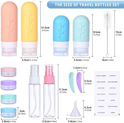 Revivoer Siliconen reisflessen, 16 stuks reisset met siliconen reisflessen, lekvrije reisflessen en shampoo-containers, BPA-vrij, praktische reisflessenset (roze) - Image 2
