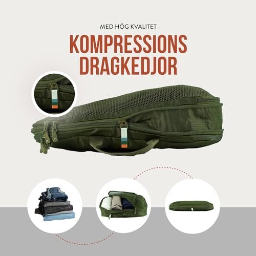 TRAVEL DUDE verpakkingstasjes met compressiezakken | gemaakt van plastic flessen | organisator voor tassen, koffers & rugzakken | reis organisator voor kleding & schoenen | Bosgroen, 4 delige set - Image 3