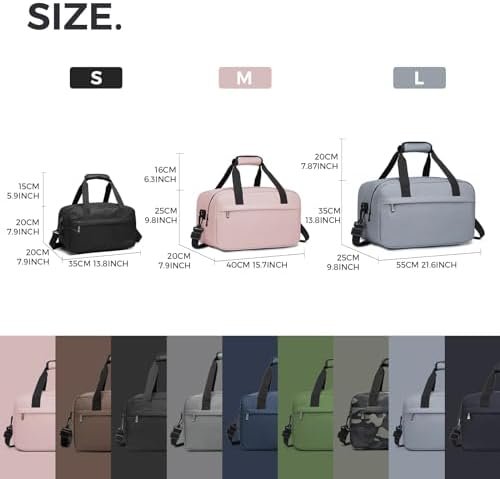 Kono 35x20x20 Holdall Cabin Bagage Reistas Onder Seat Flight Bag met Schouderband 14L (Grijs) - Image 5