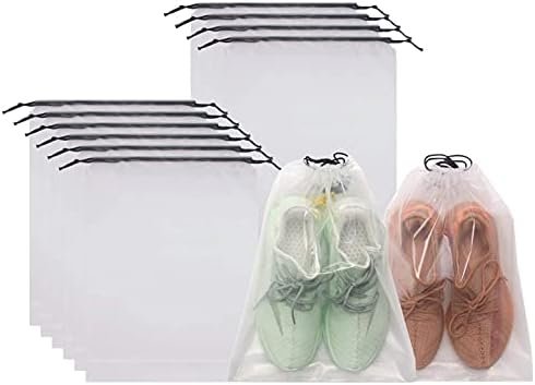 FunYoung Schoenzak met trekkoord, waterafstotend, set van 10, transparant, Small
