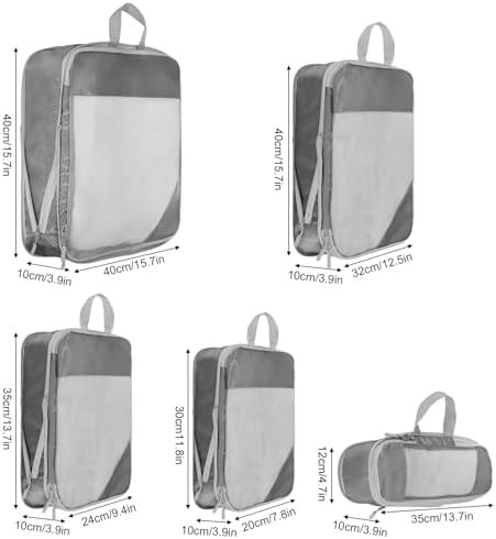 Compressieverpakkingskubussen voor koffers, reisorganisatorkubussen voor reisbenodigdheden, bagagekoffer, organizertassenset, lichtgewicht verpakkingsorganisatoren als reisaccessoires (set van 5, - Image 2