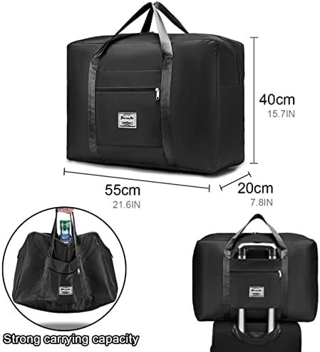 KSIBNW Travel Bag Hand Luggage 55x40x20cm, Lightweight Foldable Hand Luggage Ryanair Waterproof Large zwart Women Men, 45L Bag Sports Bag Hospital Bag Weekender Bag Training Bag for Travel - Image 3