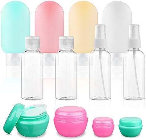 Reisflessenset van 22 stuks, lekvrije siliconen reiscontainers, lege plastic knijpflessen voor 80 ml en 60 ml, reisaccessoires voor toiletartikelen, shampoo, conditioner en lotion (BPA-vrij) - Image 9