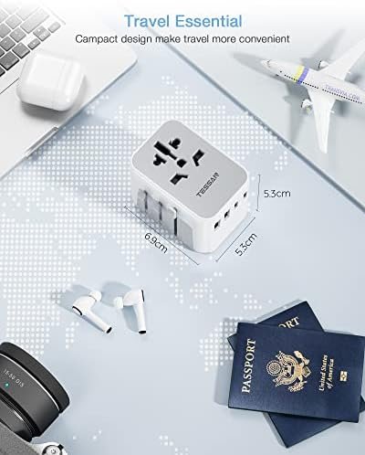 TESSAN Universele Stekkeradapter, Universele Reisstekker Adapter met 2 USB en 2 USB C, Universele Adapter voor EU, VK, Amerika, Canada, Australië, Universele Stekkeradapter - Image 7