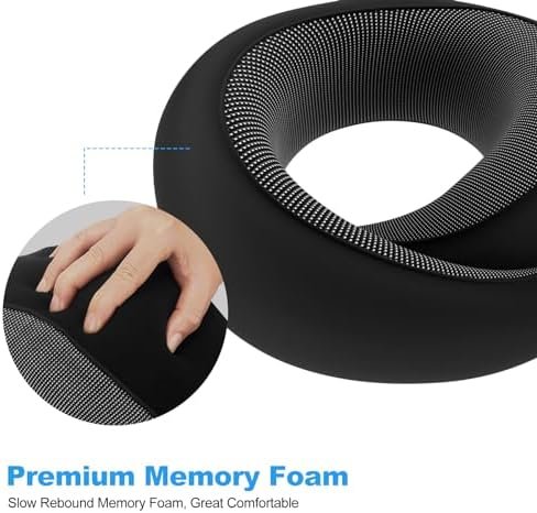 Yomisee Reiskussen, nekkussen voor reizen, vliegtuig, traagschuim, vliegkussen, draagbaar voor auto's, treinen, thuis, kantoren (zwart) - Image 2