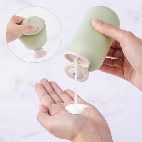 WLLHYF Squeeze Flessen 2 Pack 200 ML Hervulbare Plastic Reiscontainers Lege Flessen Met Disc Top Flip Cap Reisaccessoires voor Shampoo Crèmes Lotion Conditioner - Image 3
