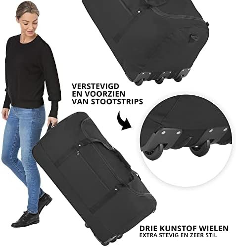 TravelZ Opvouwbare wieltas 100 liter - Grote Reistas op wielen - Zwart - Image 2