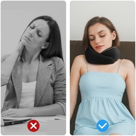 Yomisee Reiskussen, nekkussen voor reizen, vliegtuig, traagschuim, vliegkussen, draagbaar voor auto's, treinen, thuis, kantoren (zwart) - Image 4