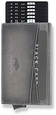 Solo Pelle Kaarthouder | Creditcardhouder | Lederen Portemonnee Slim Wallet Portemonnee | Portemonnee met RFID-bescherming voor maximaal 11 kaarten Model: Mech, steengrijs, One Size, creditcardhoes