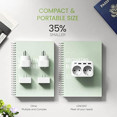 LENCENT NL/EU naar VS Reisadapter, Type B Travel Adapter Reisstekker met 3 USB-A en 1 USB-C, EU Schuko 2-pins naar 3-pins USA voor Amerikaans Mexico Japan Colombia Thailand Dominicaans Travel Socket - Image 6