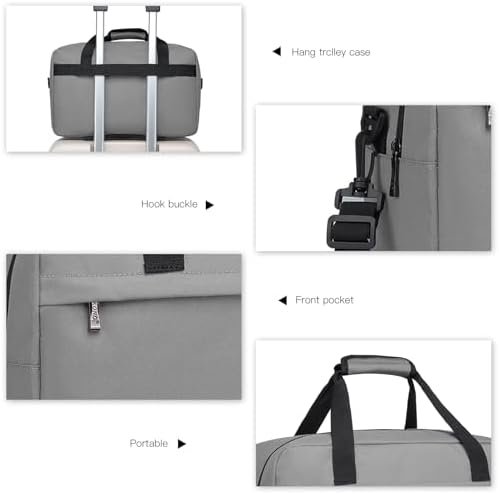 Kono 35x20x20 Holdall Cabin Bagage Reistas Onder Seat Flight Bag met Schouderband 14L (Grijs) - Image 2