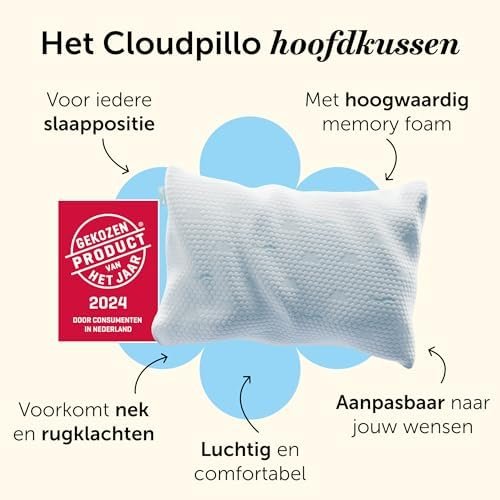 Cloudpillo Premium Memory Foam Kussen 50x70 cm - In Hoogte Verstelbaar Kussen - Ergonomisch Kussen - Koel/Warm kussen - Hypoallergeen Bedkussen - Duurzaam en Ideaal voor Mensen met Allergieën - Image 2