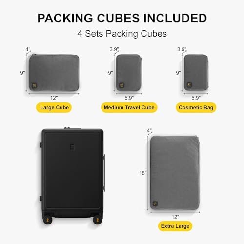 LEVEL8 Koffer Bagage 54.5 cm Cabine koffer PC Materiaal Lichtgewicht Ingebouwd TSA-slot, 8 Spinnerwielen, Handbagage,Hardcase Koffer en Trolley, 20 inch,40L,Zwart - Image 3