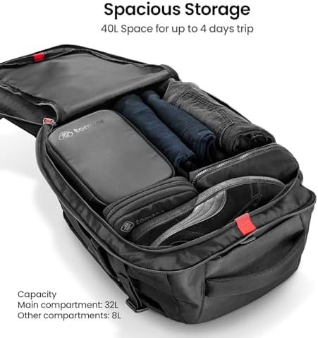 Tomtoc Reisrugzak van 40 liter, TSA-vriendelijke vluchtgoedgekeurde handbagage, handbagage, waterbestendige lichtgewicht zakelijke rugzak, duurzame grote weekendtas, geschikt voor laptops van 17,3 inch - Image 2