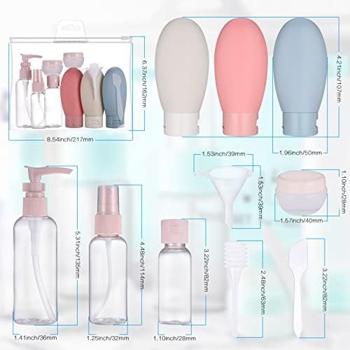 Huiguli 11 stuks reisflessen voor toiletartikelen, navulbare flessen in reisformaat, lekbestendige reiscontainers met tas, lege reisflessen set voor lotion shampoo conditioner vloeistof, BPA-vrij - Image 2
