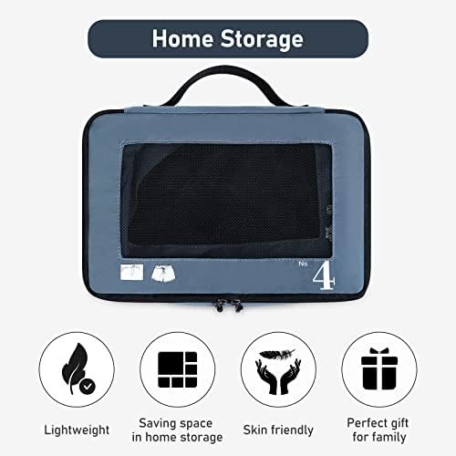 ECOHUB inpakblokjes voor koffer 7 PCS Reis organisator Verpakkingszakken Gerecycleerd Reistoebehoren Schoenen zakken voor reizen Opbergtas De Zakken van de bagageorganisator Reisetui(Blauw) - Image 7