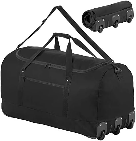 TravelZ Opvouwbare wieltas 100 liter - Grote Reistas op wielen - Zwart