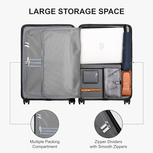 LEVEL8 Koffer Bagage 54.5 cm Cabine koffer PC Materiaal Lichtgewicht Ingebouwd TSA-slot, 8 Spinnerwielen, Handbagage,Hardcase Koffer en Trolley, 20 inch,40L,Zwart - Image 7
