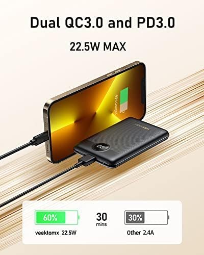 VEEKTOMX Mini Power Bank 10000mAh kleine Powerbank 22,5W USB C PD QC 3.0 Fast Charge Externe batterij, Ultra Compacte Draagbare Oplader met 2 Output Compatibel iPhone 14pro/ Sumsang s22/Xiaomi/OnePlus - Image 2