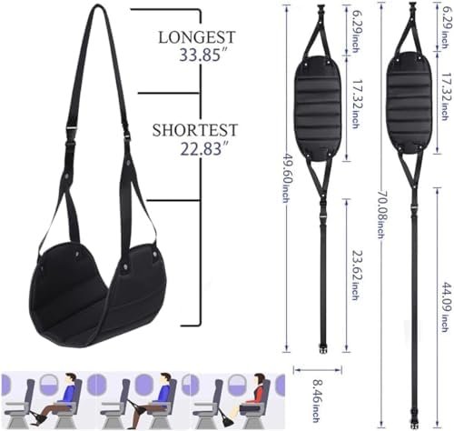Voetsteun, vliegtuigvoetsteun van premium schuim, hoofdhangmat, draagbare voetsteun, handbagage, voetsteun, in hoogte verstelbare voetensteun, reisaccessoires, voetsteunen, hangmat, zwart - Image 2