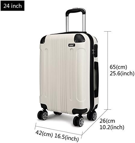 Kono 3-Delige Bagageset Hard Shell Koffer Lichtgewicht ABS met 4 Wielen Spinner Zakenreis Trolley Koffer 19" 24" 28" (Beige) - Image 3