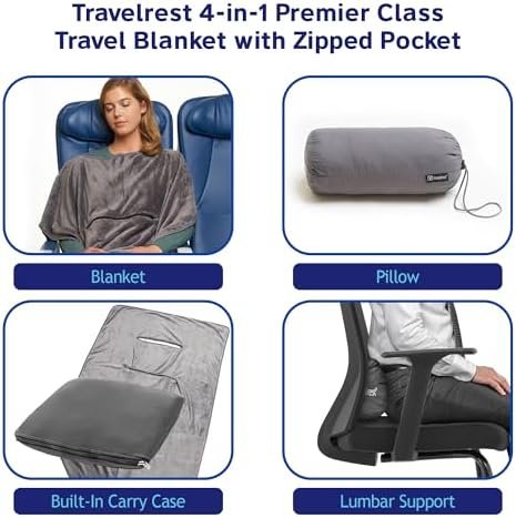 Travelrest® 4-in-1 Premier Class reisdeken met tas - lendensteun - zacht en luxueus - Image 3