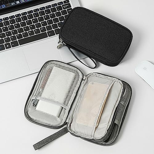 Kabeltas, elektronische tas, universele kabelorganizer, tas, draagbare reiskabel, waterdicht, dubbellaags, elektronica, accessoiretas voor mobiele telefoon, oplaadkabel, USB-powerbank, zwart, Elegant - Image 7