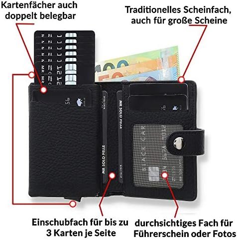 Solo Pelle Leren portemonnee Q-Wallet met geïntegreerde kaarthouder voor 15 kaarten + bankbiljetten | creditcardhouder met RFID, mat zwart, One Size, creditcardhoes - Image 2