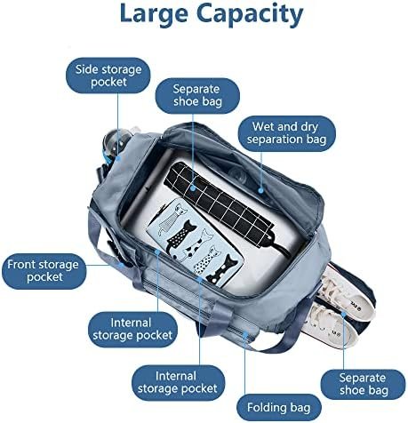 Flintronic Opvouwbare reistas, 35 liter, bagagetas, grote weekendtas, overnachtingstas, vakantietas, waterdichte sporttas voor heren en dames, met 1 bagagelabel, 28*22*4.5CM - Image 4