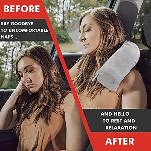 Travel Pillow, Memory Foam Neck Pillow, Adjustable Roll Pillow, for Travel, Airplanes, Trains, Car, Home, Office, Sleeping Rest Back Support Cushion, 68cm X 10cm (Grey) - Image 4
