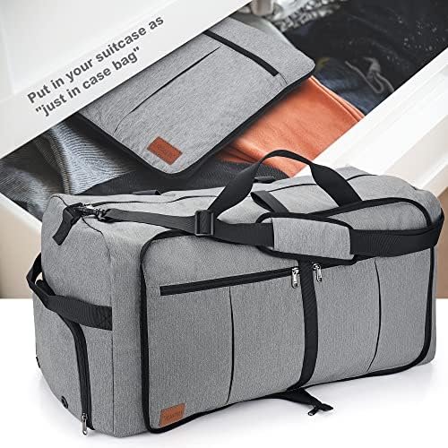 Urtala Opvouwbare reistas voor heren en dames, grote weekendtas met schoenenvak, waterdichte handbagagetas/sporttas, grijs, 120L - Image 6