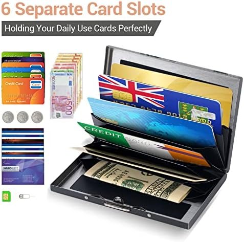 BONSYL® Pashouders, RFID Blokkeren Creditcardhouder, Slanke Metalen Portemonnee, met 6 Kaartsleuven, voor Dames en Heren.(6 Kaart/Zwart/Bloem) - Image 2