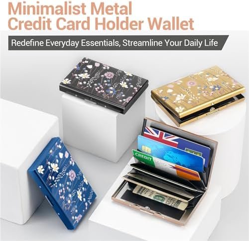 BONSYL® Pashouders, RFID Blokkeren Creditcardhouder, Slanke Metalen Portemonnee, met 6 Kaartsleuven, voor Dames en Heren.(6 Kaart/Zwart/Bloem) - Image 7