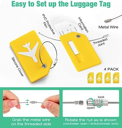 Raynesys 4 Pack Luggage Straps Luggage Tags Set, Adjustable 70.87 inch Suitcase Belts, Silicone Suitcase Tag with Name ID Cards, Travel Accessories for Men Women, Green - Image 4