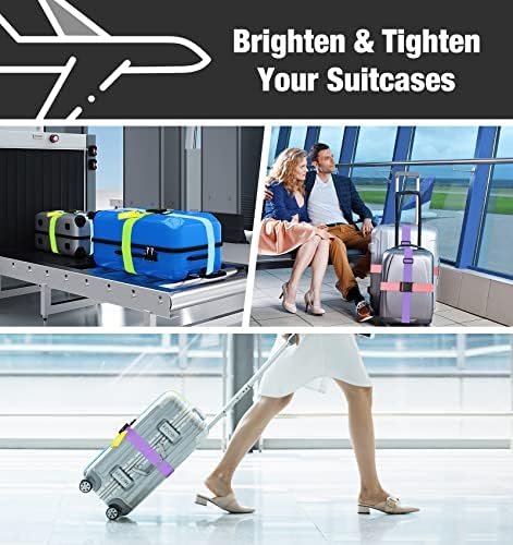Raynesys 4 Pack Luggage Straps Luggage Tags Set, Adjustable 70.87 inch Suitcase Belts, Silicone Suitcase Tag with Name ID Cards, Travel Accessories for Men Women, Pink+Purple+Blue+Green - Image 6