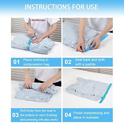 KEYRI 6 stuks compressiezakken om op te rollen, vacuümzakken voor kleding, opbergzakken, vacuüm herbruikbare kledingzakken voor reisbagage, 60 x 40 cm - Image 5