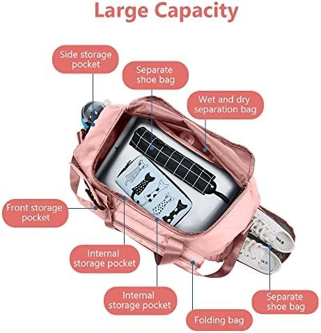 Flintronic Opvouwbare reistas, 35 liter, bagagetas, grote weekendtas, overnachtingstas, vakantietas, waterdichte sporttas voor heren en dames, met 1 bagagelabel, 28*22*4.5CM - Image 4