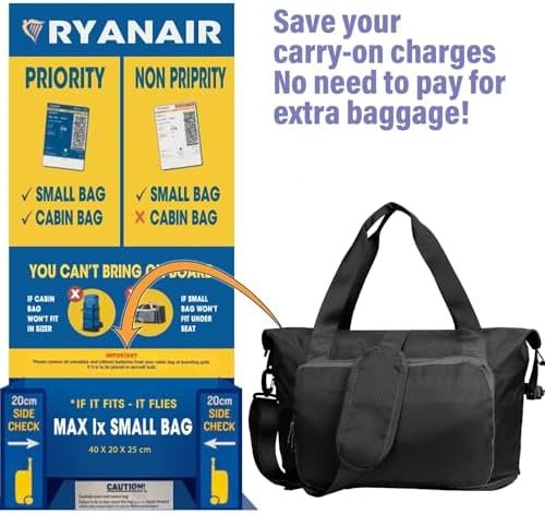 Yomisee Reistas voor dames, weekendtas, handbagage, tas, sporttas, duffle bag, ziekentas, geboorte, fitnesstas, trainingstas voor vliegtuig, reizen, zwart - Image 3