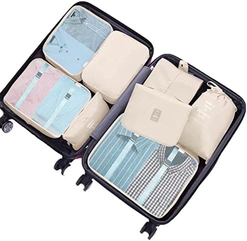 Packing Cubes, 8-delige set, kledingtassen, koffer-organizer voor vakantie en reizen, set pakkubussen, opbergsysteem voor koffer, beige - Image 2