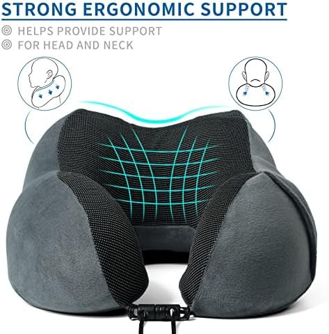 Reiskussen van Traagschuim, Nekkussen met 3D-oogmasker en Oordopjes, Neck Pillow Zacht Katoen, U-vormig Slapen Neksteunkussen, Travel Pillow voor Vliegtuig, Auto, Trein, Kantoor en Camping - Image 3