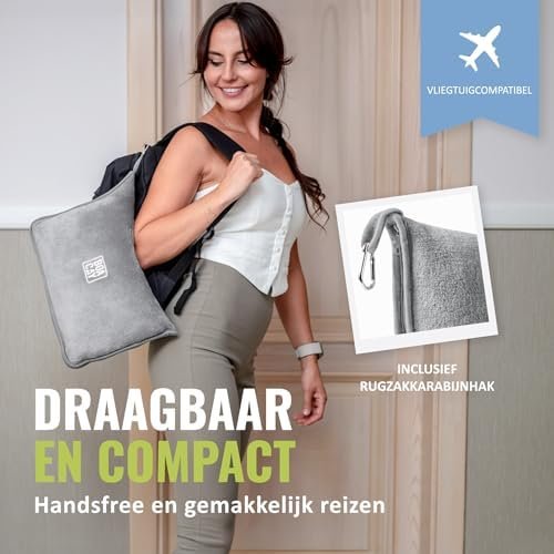 BOACAY Zachte en Warme Reisdeken voor Vliegtuig en Auto - Lange Vlucht Essentieel voor Vrouwen, Mannen, Kinderen - Compact Kussen met Bagagemouw en Rugzak Klem - Image 3