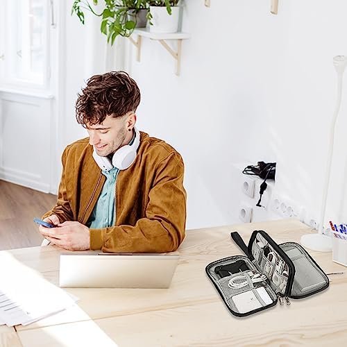 Kabeltas, elektronische tas, universele kabelorganizer, tas, draagbare reiskabel, waterdicht, dubbellaags, elektronica, accessoiretas voor mobiele telefoon, oplaadkabel, USB-powerbank, zwart, Elegant - Image 6