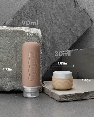 Yinke Siliconen reisflessen voor toiletartikelen, TSA-goedgekeurd en BPA-vrij reisbenodigdheden, 85 ml reisformaat containers met doorzichtige zak, reisaccessoires navulbaar voor shampooconditioner (4 - Image 7