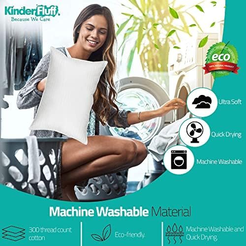 Kinder Fluff Babykussens (2x) - Het Enige Alternatief Voor Katoen En Dons Met Een Draaddichtheid Van 300, Hypoallergeen, Machinewasbaar Kussen. Kussens Voor Kinderbed En Klein Reiskussen (K - WIT) - Image 8