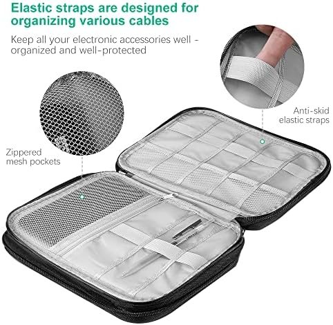 HCFGS Elektronische tas, reistas, schokbestendig, vochtbestendig, opbergtas, draagbare tas, accessoireorganizer voor harde schijven, kabels, oplader, telefoon, USB, SD-kaart (zwart) - Image 2